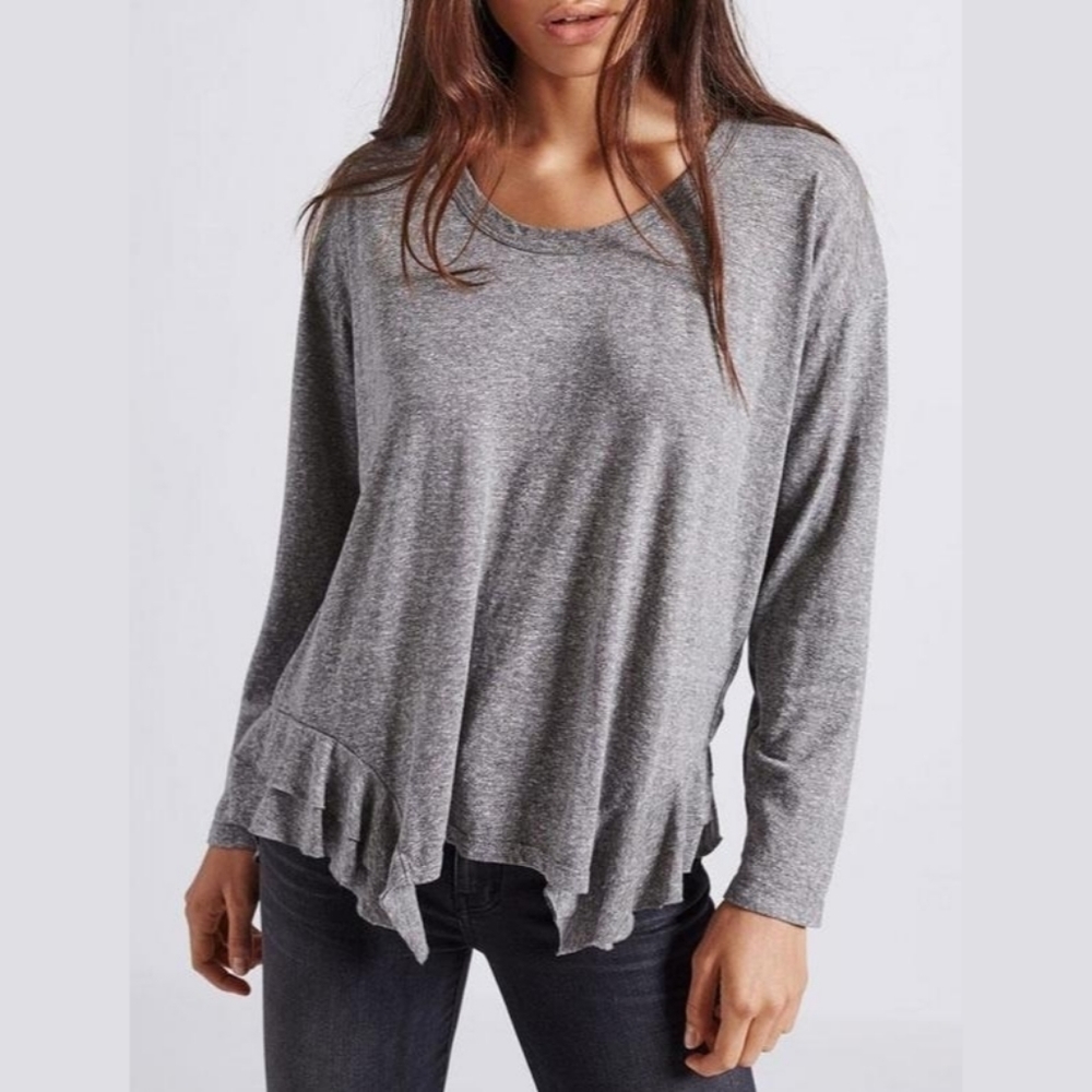 Current/Elliott Tier Long Sleeve Top, Grey, 1